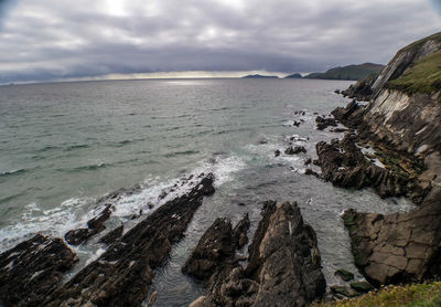 Scenic view of sea against cloudy sky