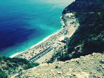 High angle view of beach against sky