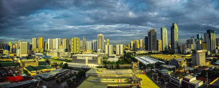 High angle view of cityscape against sky