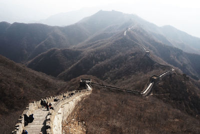 High angle view of mountain range