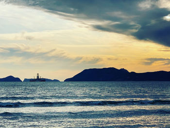 Scenic view of sea against sky during sunset