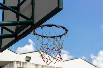 Low angle view of basketball hoop against sky