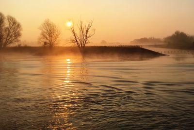 Sunset over lake