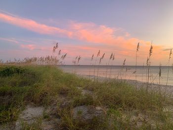 Scenic view of sea against sky during sunset