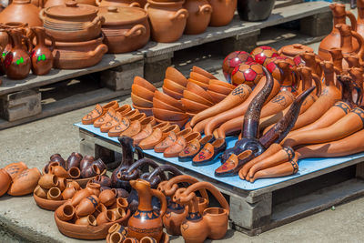 Various displayed for sale at market stall