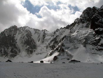 Scenic view of snow mountains against sky