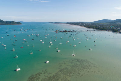 High angle view of sea against sky