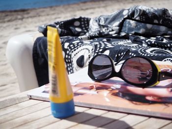 Close-up of sunglasses on table