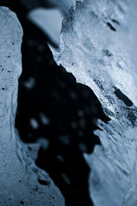 Close-up of icicles on rock