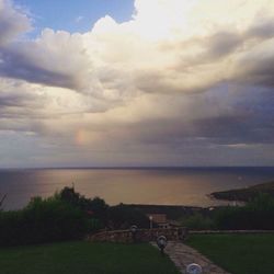 Scenic view of sea against cloudy sky