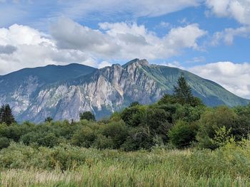 Scenic view of mountains against sky