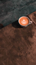 High angle view of coffee on table