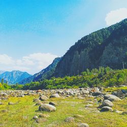 View of a mountain from river jhelum