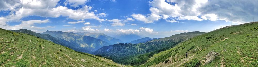 Panoramic view of mountains against sky