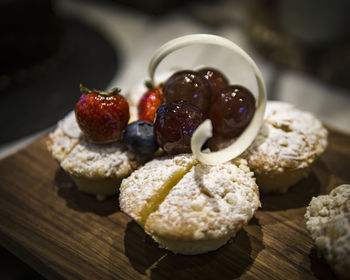 Close-up of strawberries on table