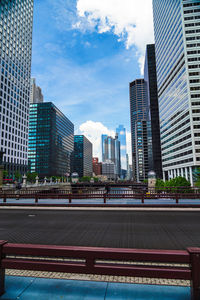 Modern buildings against sky in city