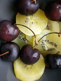 High angle view of grapes in water