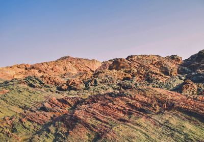 Rocky landscape against clear sky