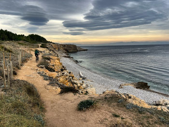 Scenic view of sea against sky during sunset