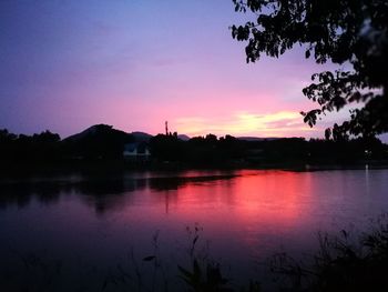 Scenic view of lake during sunset