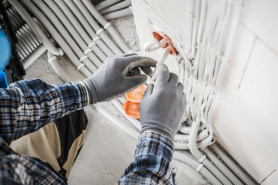 Low section of man standing on floor