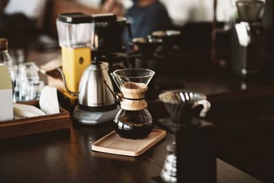 Close-up of coffee on table at cafe