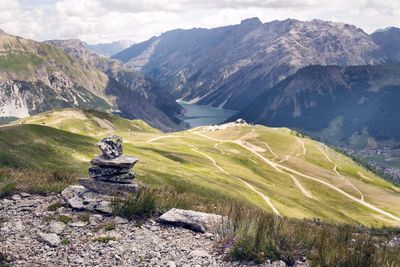 Scenic view of mountains against sky