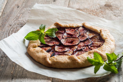 Close-up of pizza on table