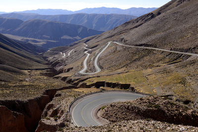 High angle view of mountain road