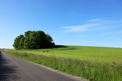 Scenic view of road amidst field against sky