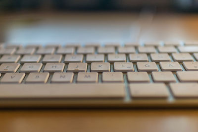Close-up of computer keyboard on desk