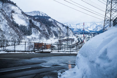 Snow covered mountain against sky