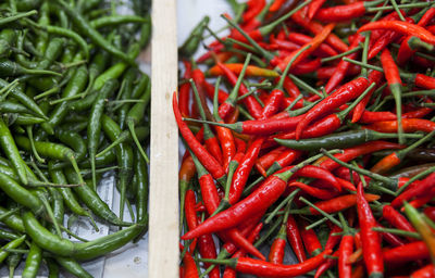 Close-up of chili peppers for sale at market