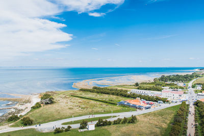 High angle view of sea against sky