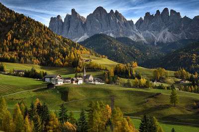 Scenic view of mountains during autumn