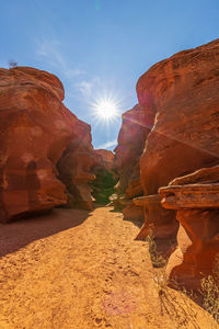 Rock formations on sunny day