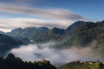 Scenic view of mountains against sky