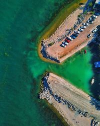 High angle view of people on beach