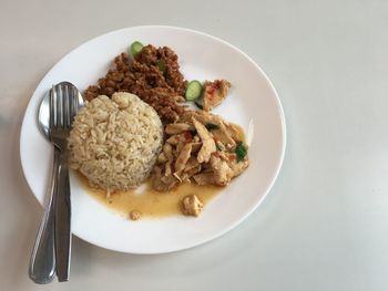 Close-up of food in plate on table