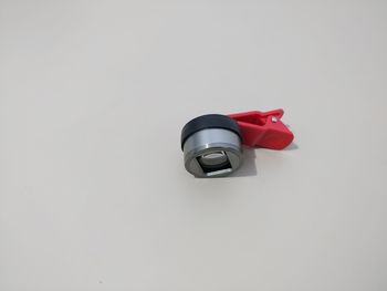 Close-up of vintage car on white background