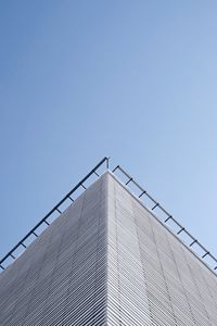 Low angle view of modern building against clear sky