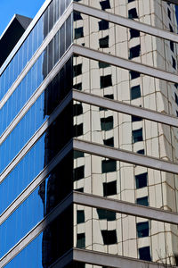 Low angle view of modern building against clear sky