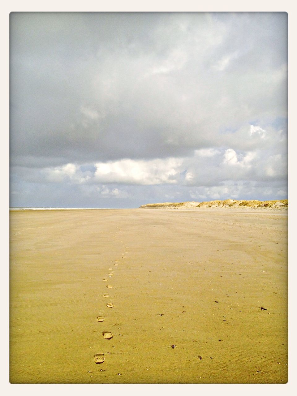 sky, transfer print, auto post production filter, cloud - sky, tranquility, tranquil scene, scenics, cloud, nature, beauty in nature, outdoors, no people, day, cloudy, sand, beach, sea, mountain, idyllic, remote