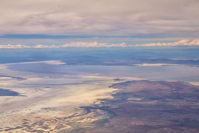 Aerial view of cloudscape against sky during sunset