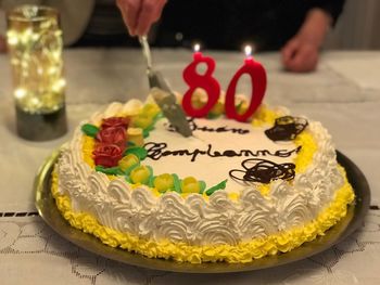 Close-up of cake on table