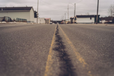 Surface level of road against buildings