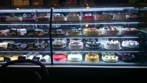 High angle view of cake in glass container