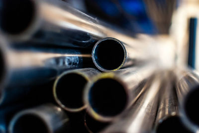 Close-up of metallic pipes