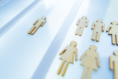 Close-up of toy blocks on white background