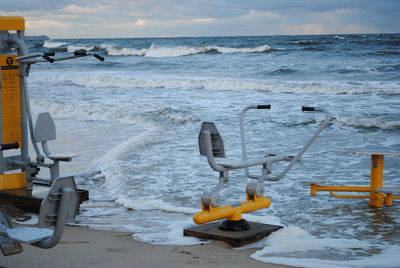 Scenic view of sea against sky during winter